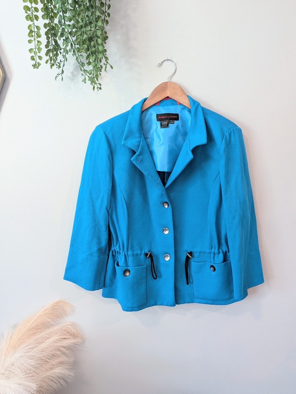 Nina Mclemore Vibrant Blue Drawstring Waist Blazer Size 12